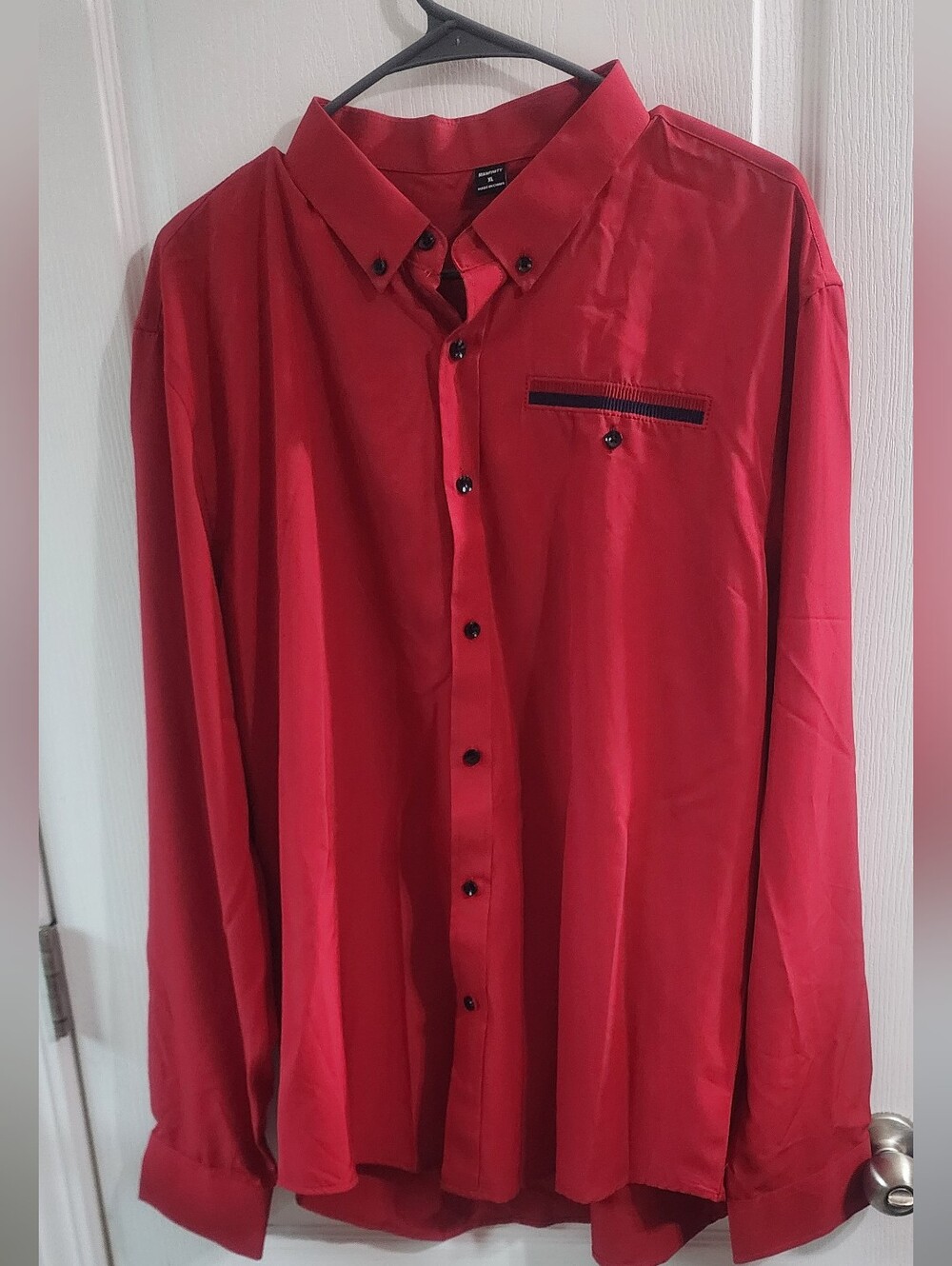 Men's Red Long Sleeve Button Shirt